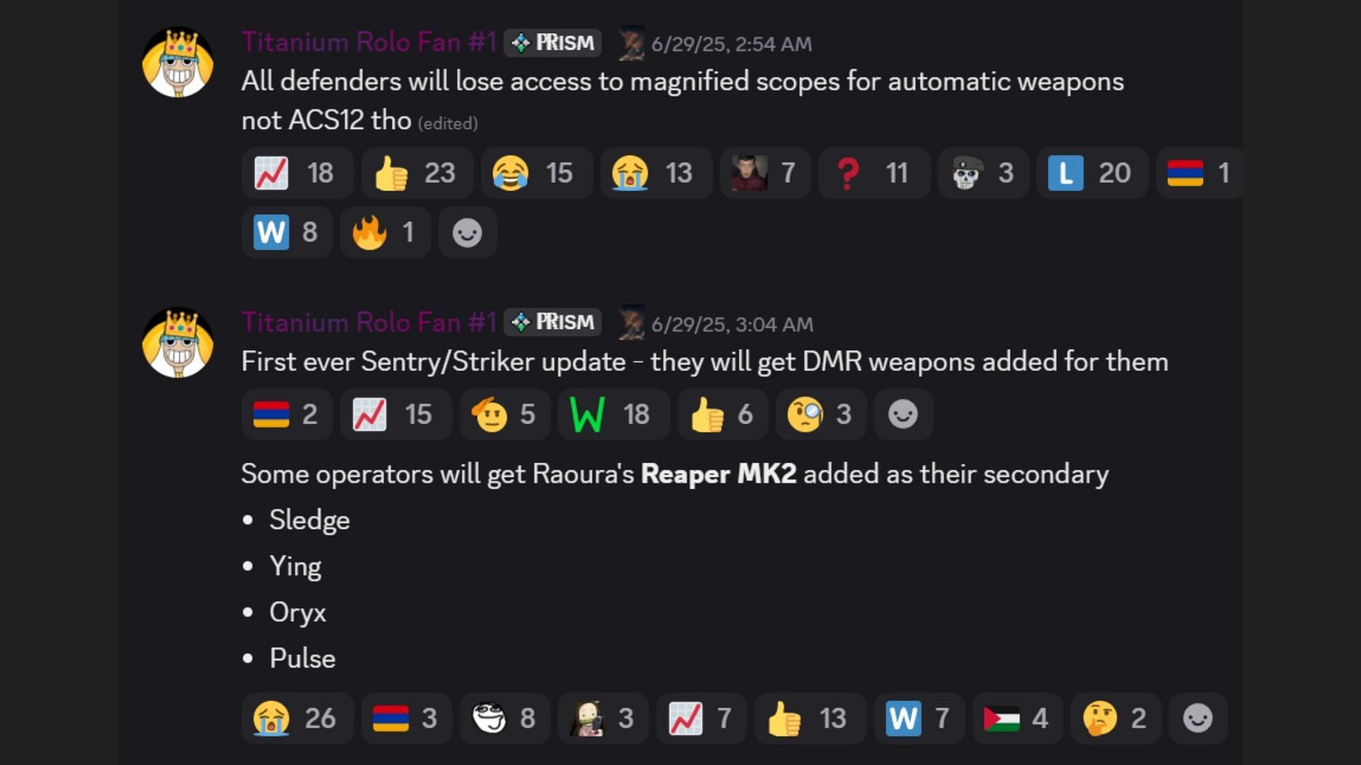 Snippet from the Rainbow Six Siege X leaks Discord server (Image via Discord)